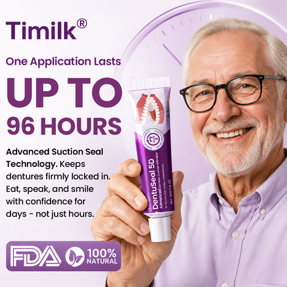 Timilk® DentuSeal 5D Advanced Denture Cushion Adhesive 🦷 Up to 5 Days of Flexible Cushion Hold