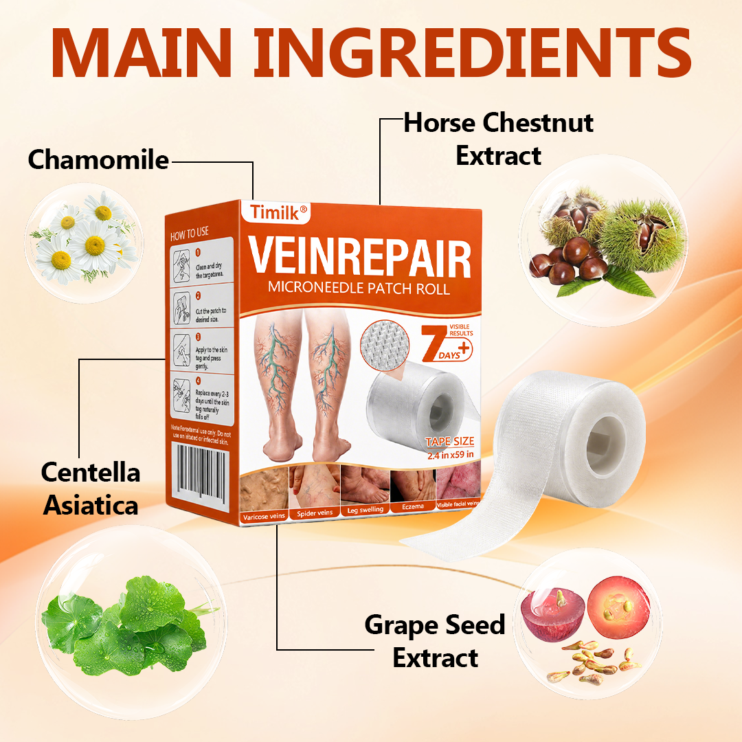 🔥 LIMITED SPECIAL OFFER🔥Timilk® VeinRepair Microneedle Patch Roll🦵✨ (Advanced Microneedle Vein Repair Patch for Bulging Veins, Swelling, Heavy Legs & Daily Leg Discomfort)