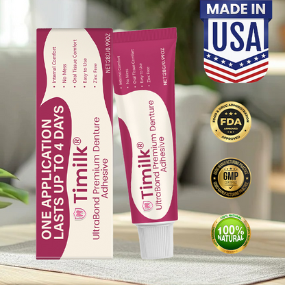 Timilk® UltraBond Premium Denture Adhesive 🔥 FDA Certified (Clinically Proven 4-Day Hold for Secure, Comfortable & Zinc-Free Denture Fit 🦷)(A)