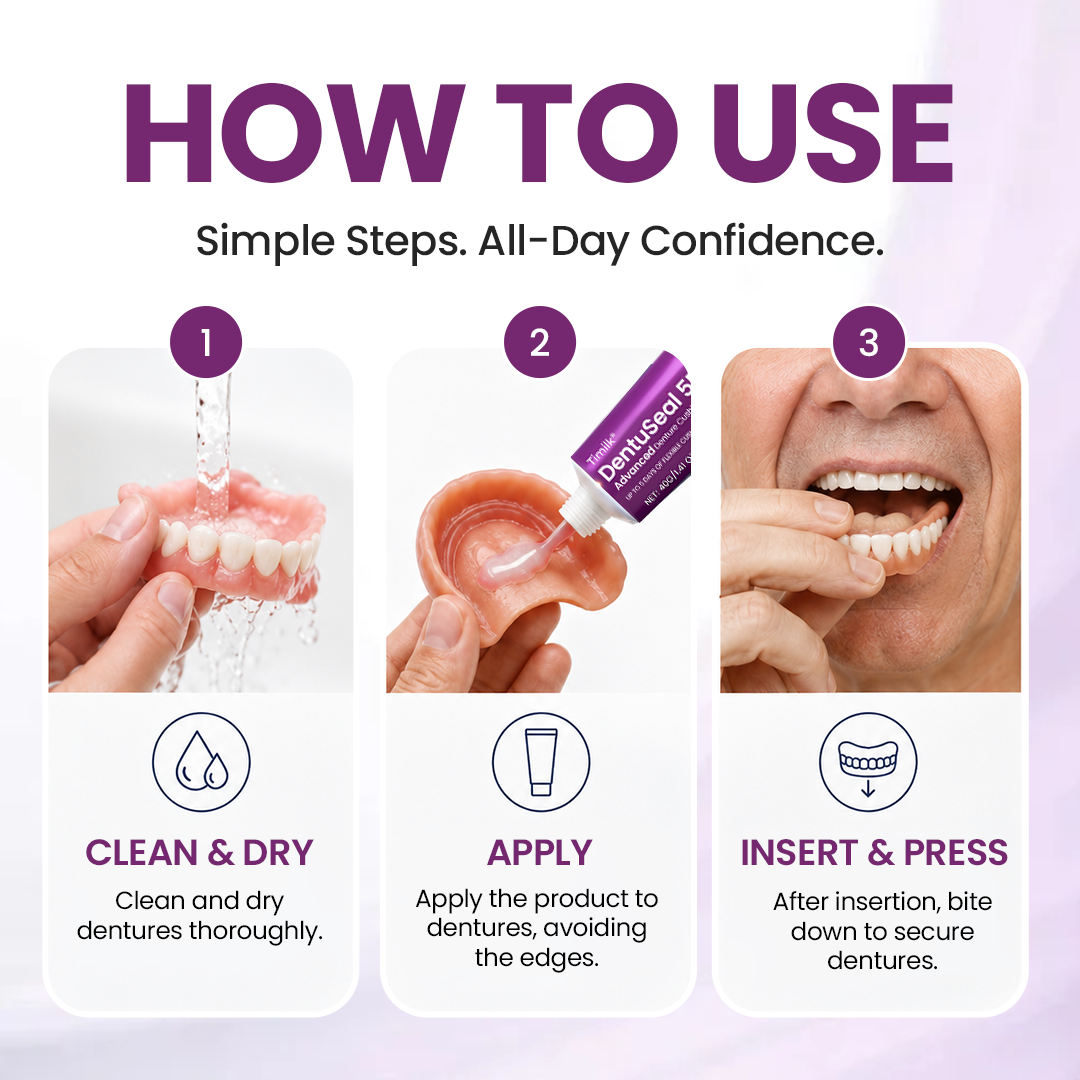 Timilk® DentuSeal 5D Advanced Denture Cushion Adhesive 🦷 Up to 5 Days of Flexible Cushion Hold
